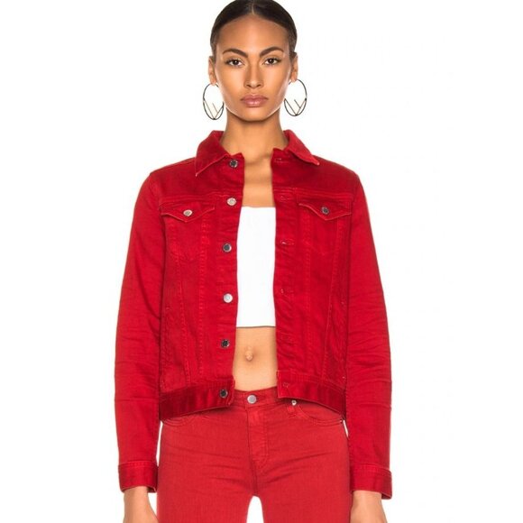 AG Jeans Mya Denim Jacket Women's Size Small in Sulfur Dye Red New Without Tags! - Picture 1 of 6